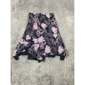 Vtg Anna Konya Skirt Womans 2XL Pink Floral Laced A-Line Flare Boho Gypsy USA